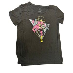 DC Comics The Flash Graphic T-Shirt Women Large Black Justice League Superman L